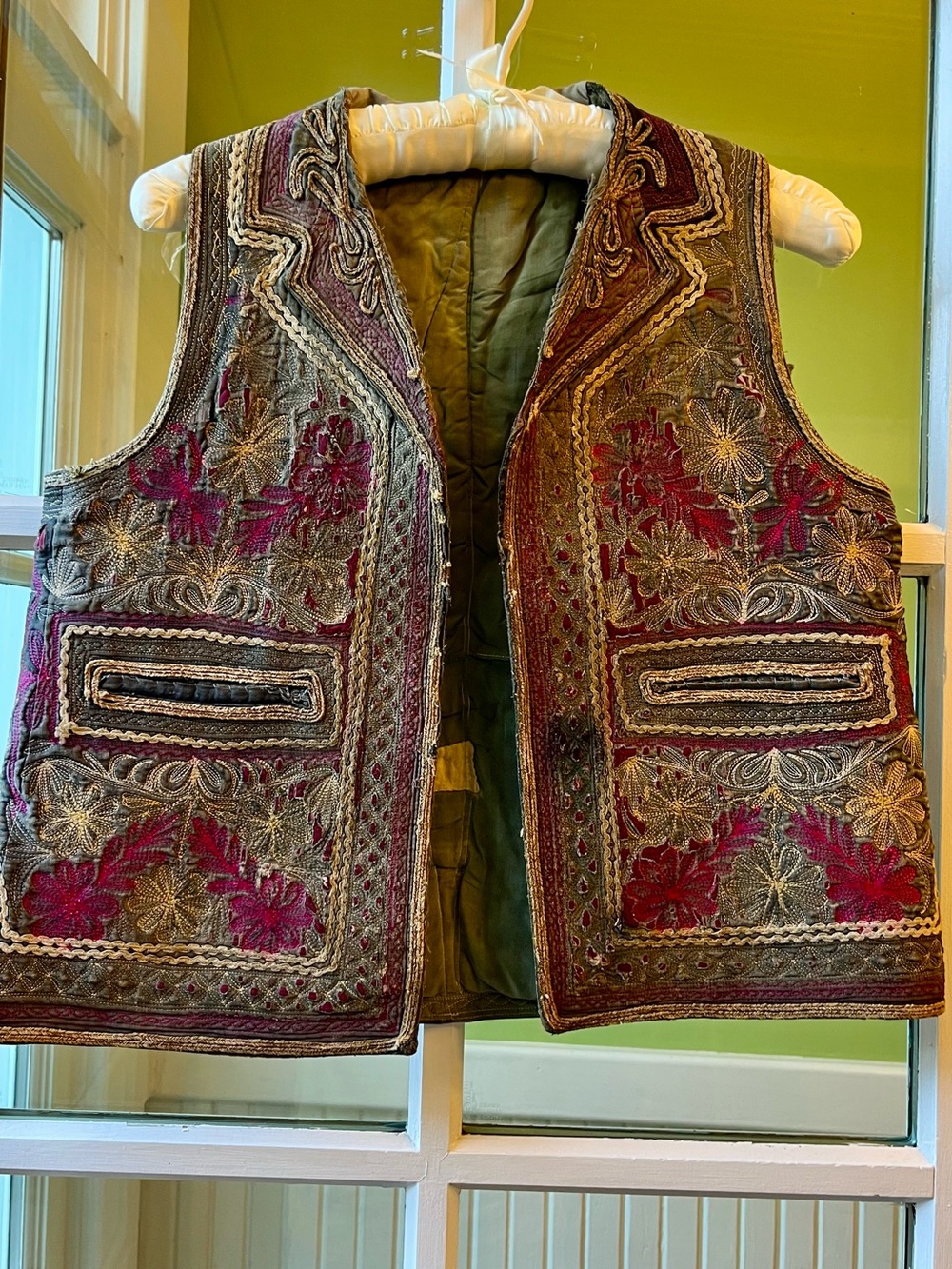Authentic Real World Peasant’s Patchwork Brocade Vest from East Europe or Greece